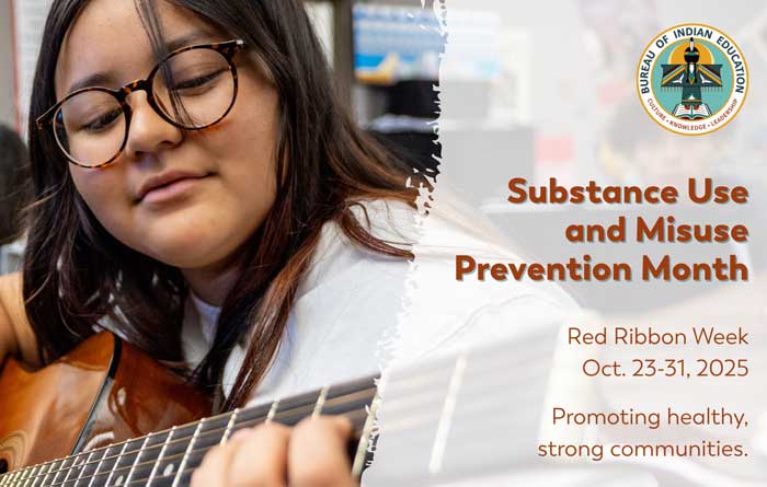 Red Ribbon advertisement about Substance Use and Misuse Prevention Month